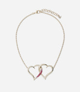 COLLIER DOUBLE COEUR STRASS