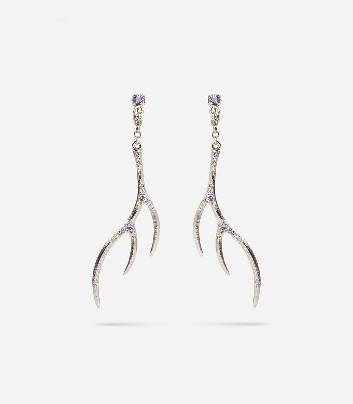 BOUCLES D'OREILLES BOIS DE CERF STRASS ARGYLL