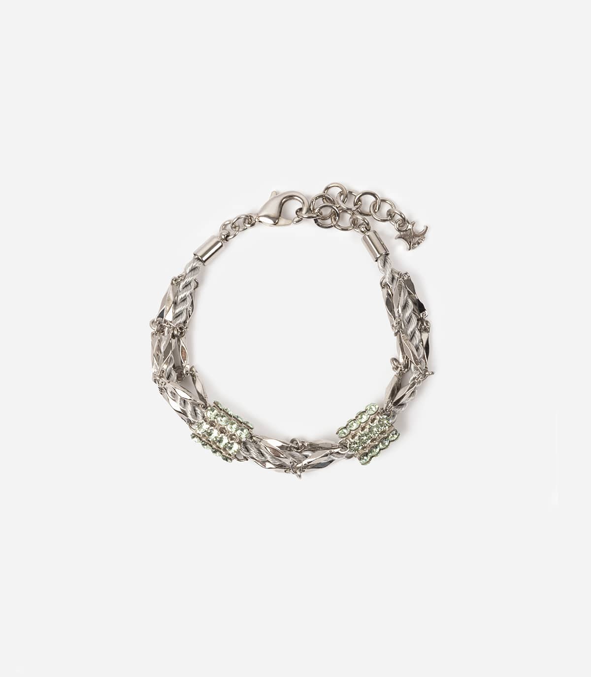 Photo sur fond blanc du bracelet chaine avec strass argenté