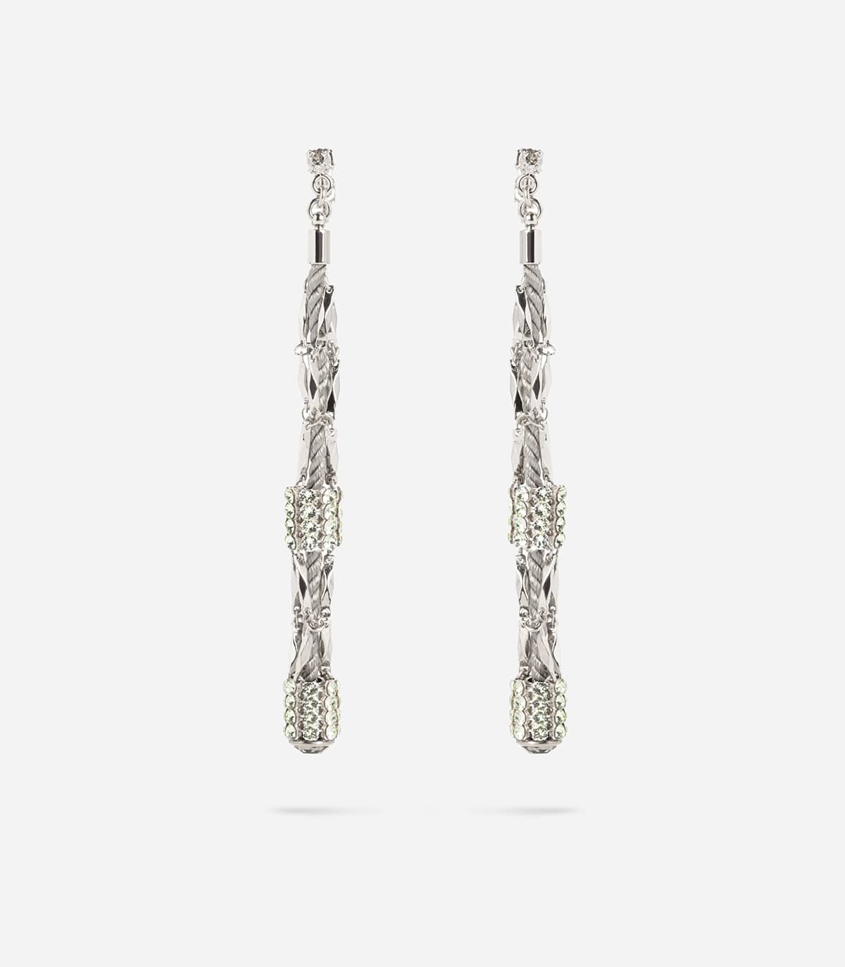 BOUCLES D'OREILLES LONGUES STRASS ET CHAINES MAYOMBE - Boucles d'oreilles - Delphine-Charlotte Parmentier