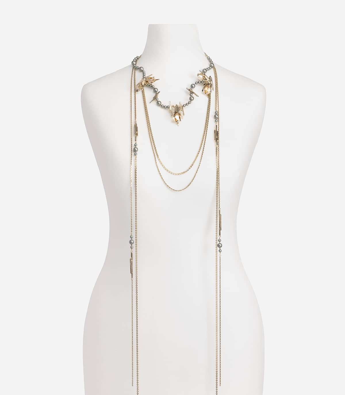 GRAND COLLIER CRISTAL DE ROCHE  ET PERLES TAIGA - Collier plastron - Delphine-Charlotte Parmentier